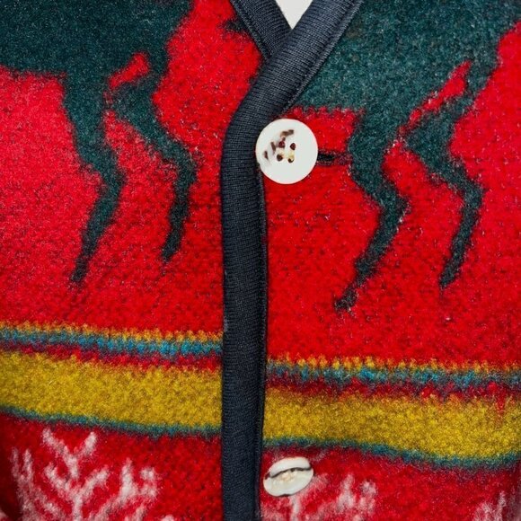 Vintage BUGI Wool Nordic Reindeer Christmas Holiday Winter Jacket - EUC - Size 4 - Picture 3 of 8